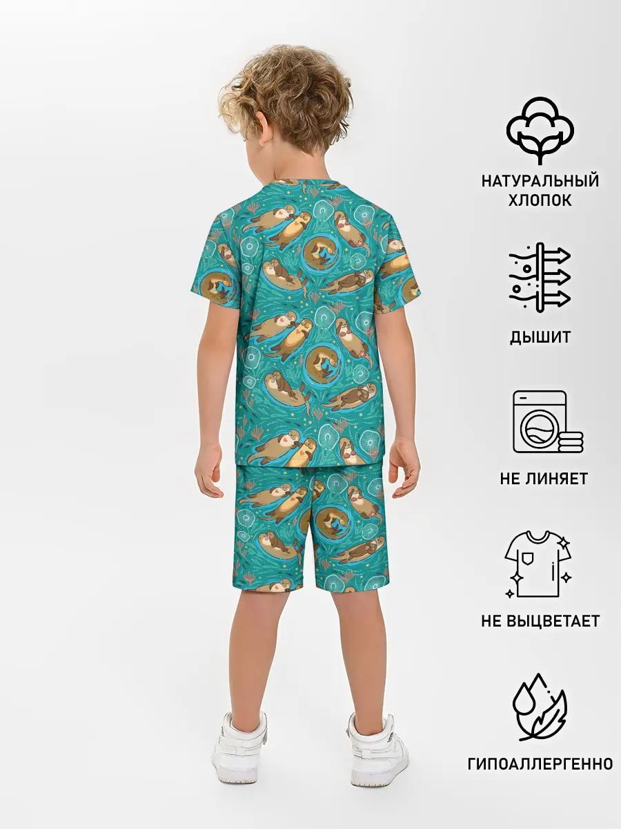 Детская пижама с шортами / Весёлые выдры