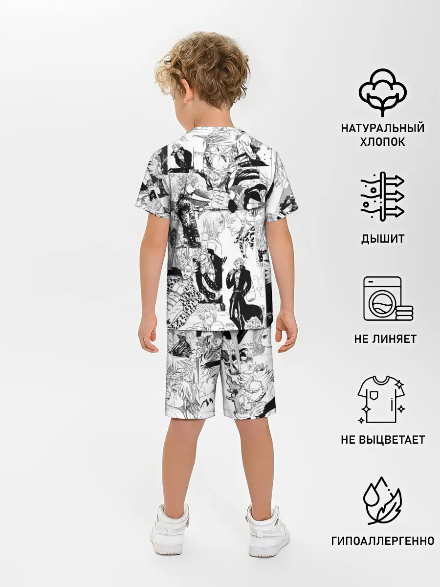 Детская пижама с шортами / 7 СМЕРТНЫХ ГРЕХОВ. Манга-паттерн