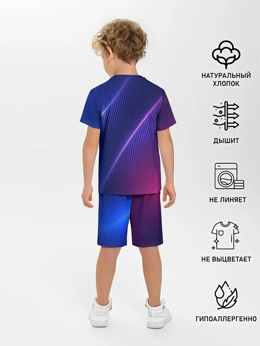 Детская пижама с шортами / фиолетово 3d волны 2020