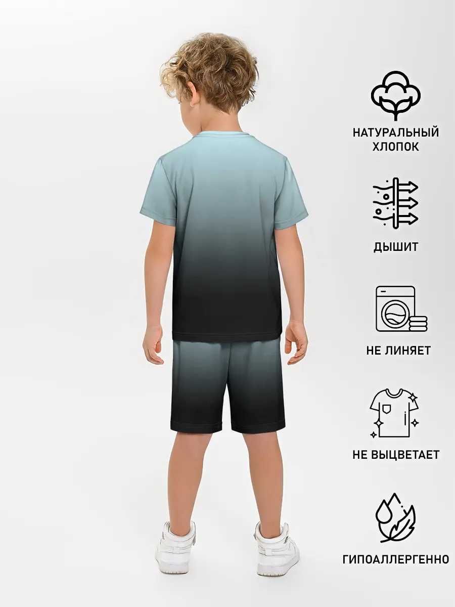 Детская пижама с шортами / Black and Blue gradient