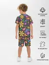 Детская пижама с шортами / летние цветы узор на темном