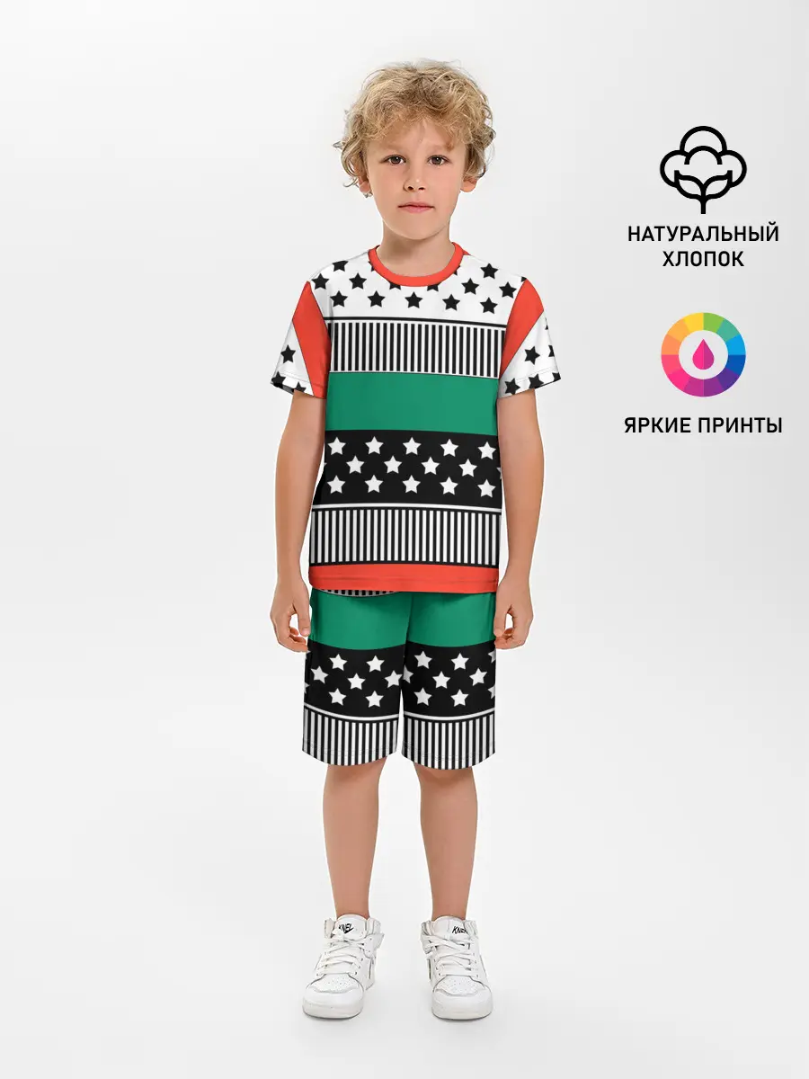 Детская пижама с шортами / Полосатый звездный узор