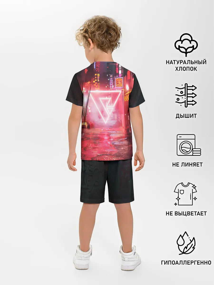 Детская пижама с шортами / КИБЕР НЕОН