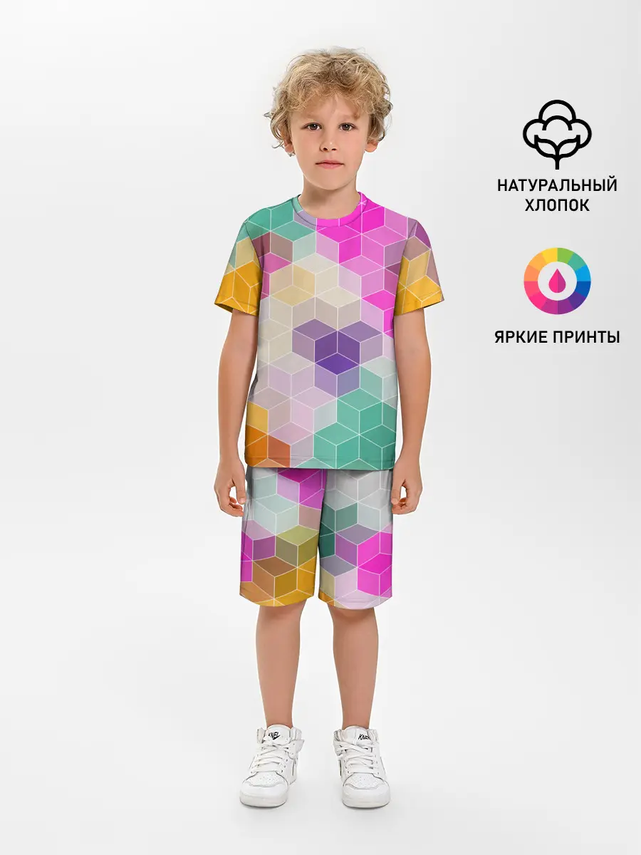 Детская пижама с шортами / Абстрактный разноцветный узор