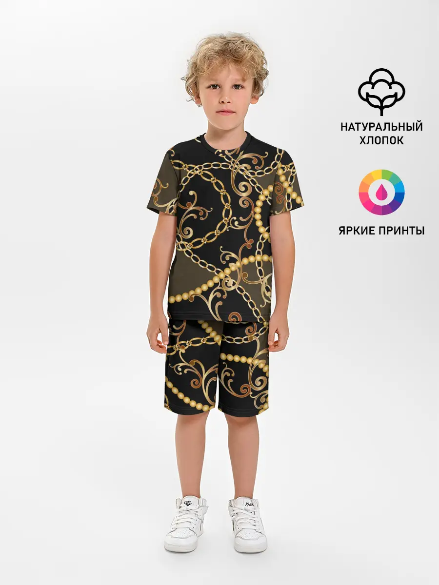 Детская пижама с шортами / Золотая цепь и бусы
