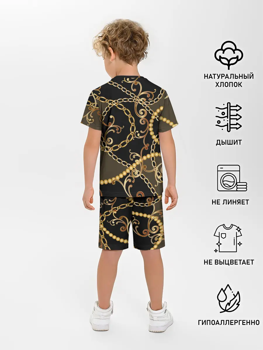 Детская пижама с шортами / Золотая цепь и бусы