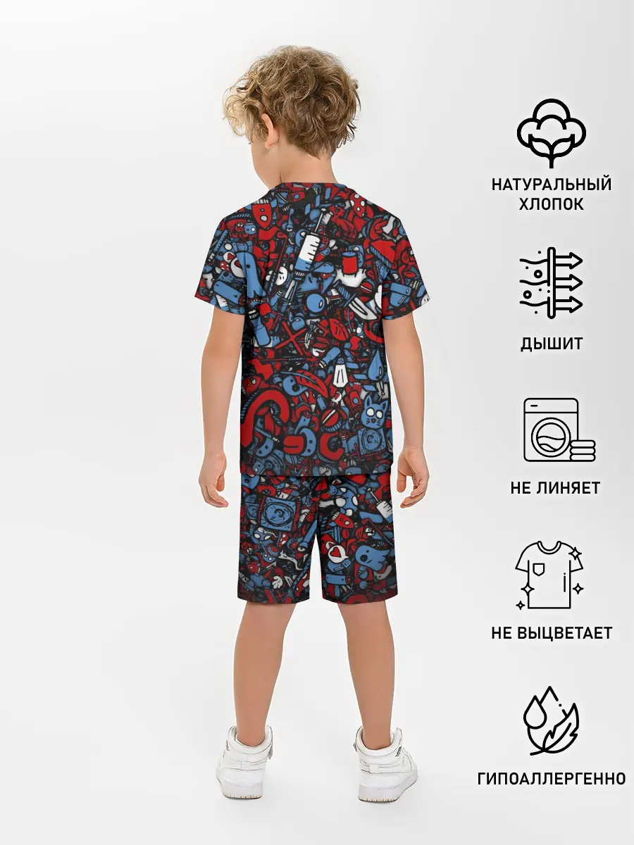 Детская пижама с шортами / RedBlue stikers