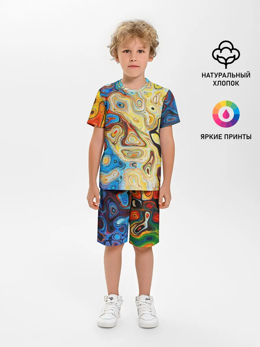 Детская пижама с шортами / Цветные абстрактные пятна