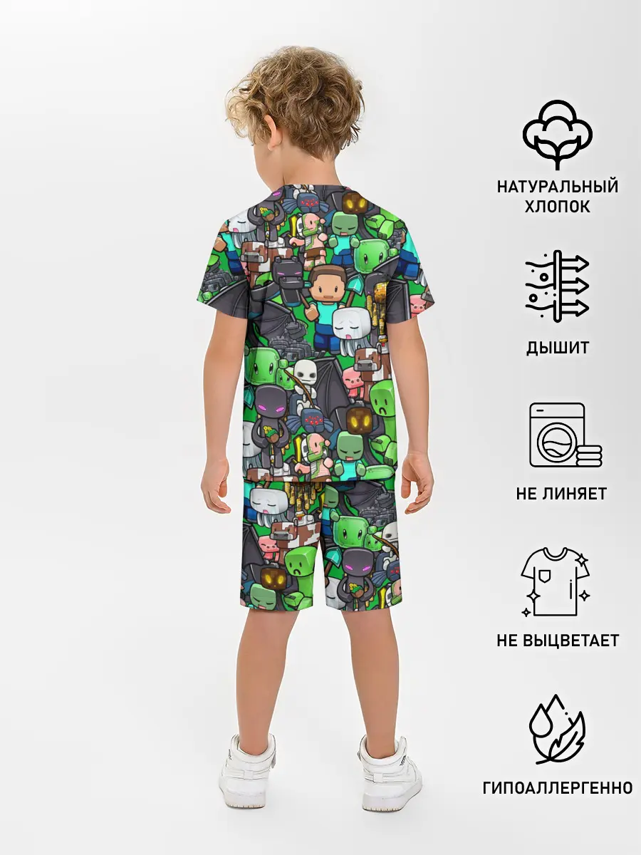Детская пижама с шортами / Майнкрафт