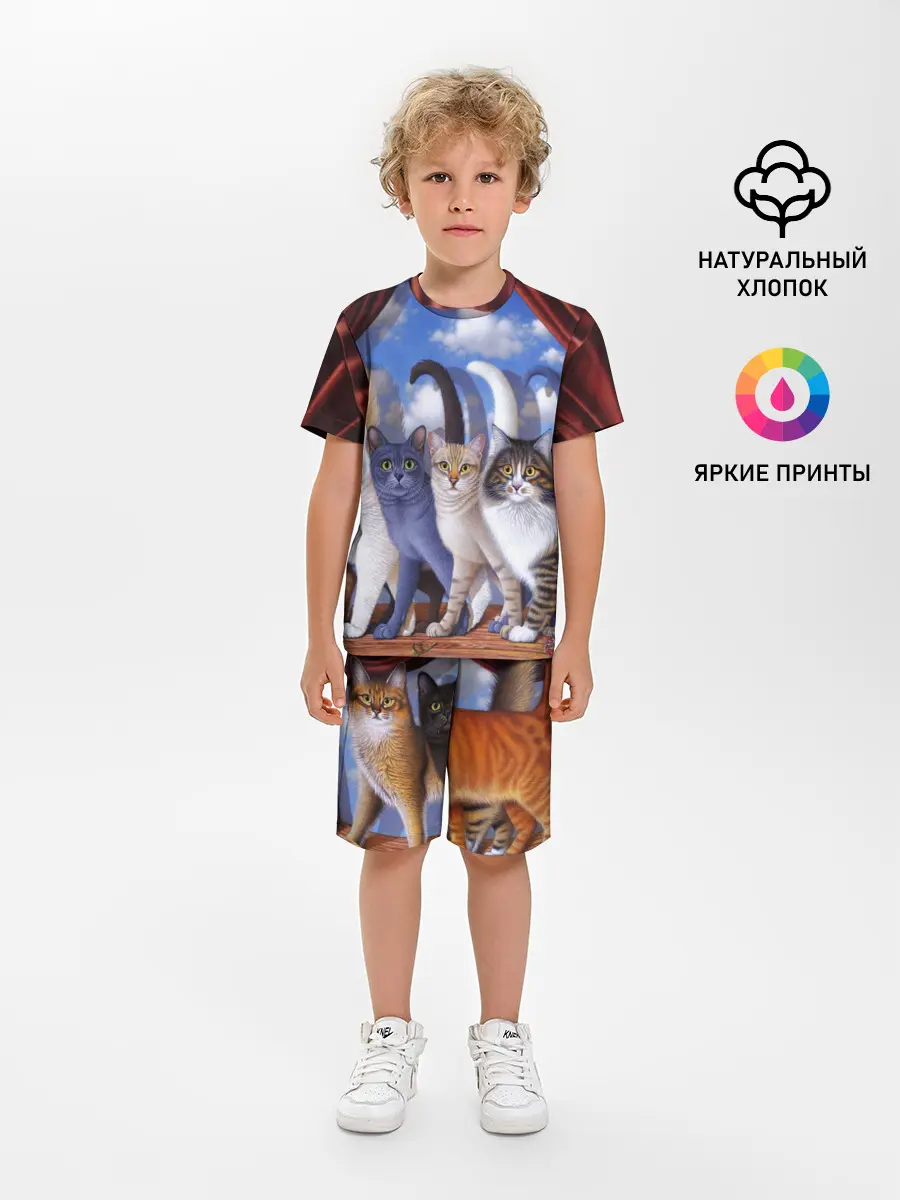 Детская пижама с шортами / Коты