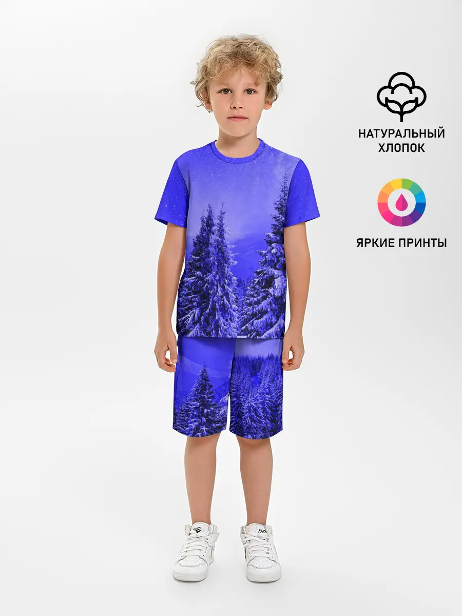 Детская пижама с шортами / Зимний лес