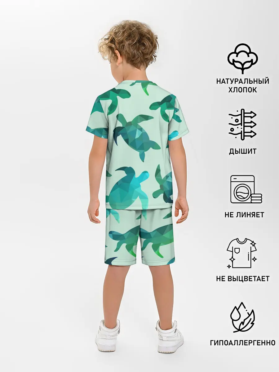 Детская пижама с шортами / Абстракция Черепахи Полигон