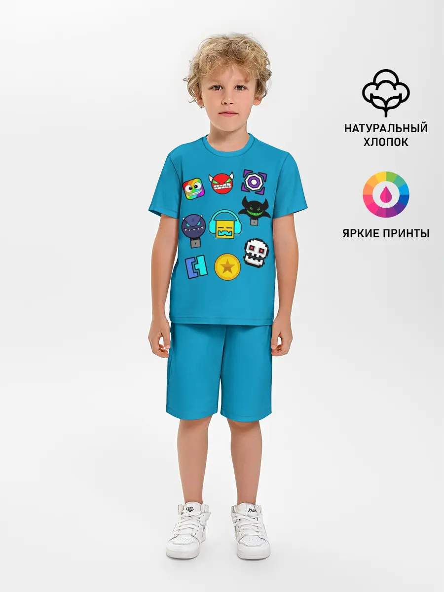 Детская пижама с шортами / Geometry Dash Icons