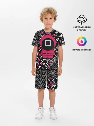 Детская пижама с шортами / ИГРА В КАЛЬМАРА СТРАЖ КВАДРАТ | SQUID GAME