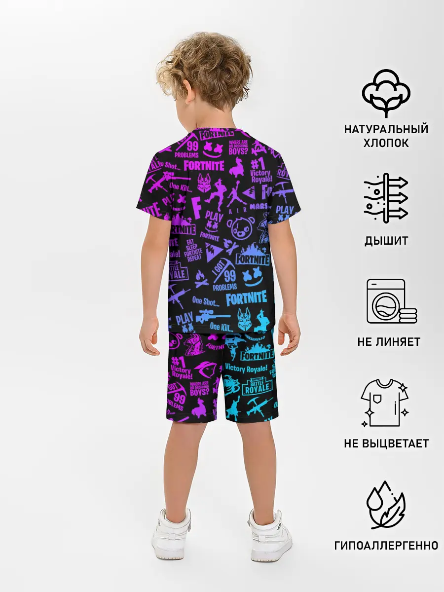 Детская пижама с шортами / FORTNITE NEON | ФОРТНАЙТ НЕОН