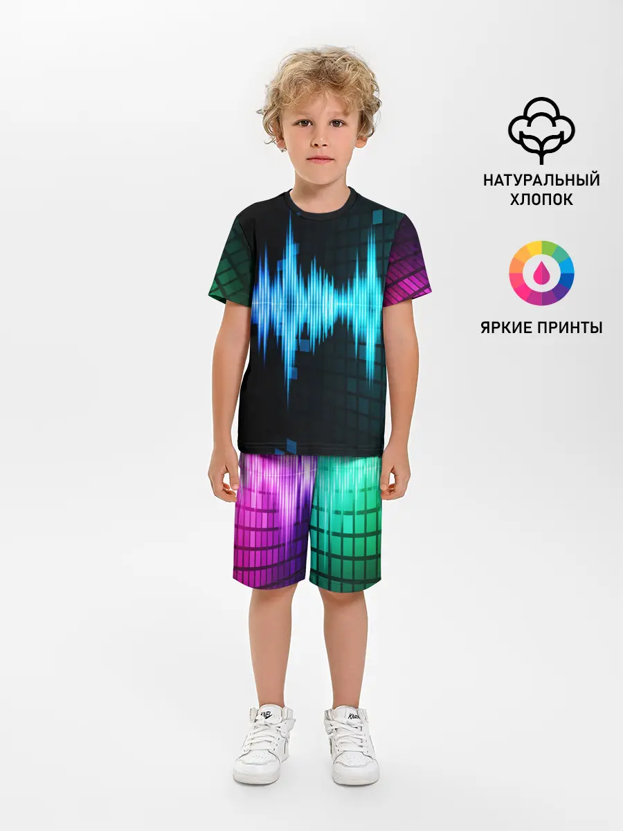 Детская пижама с шортами / neon music
