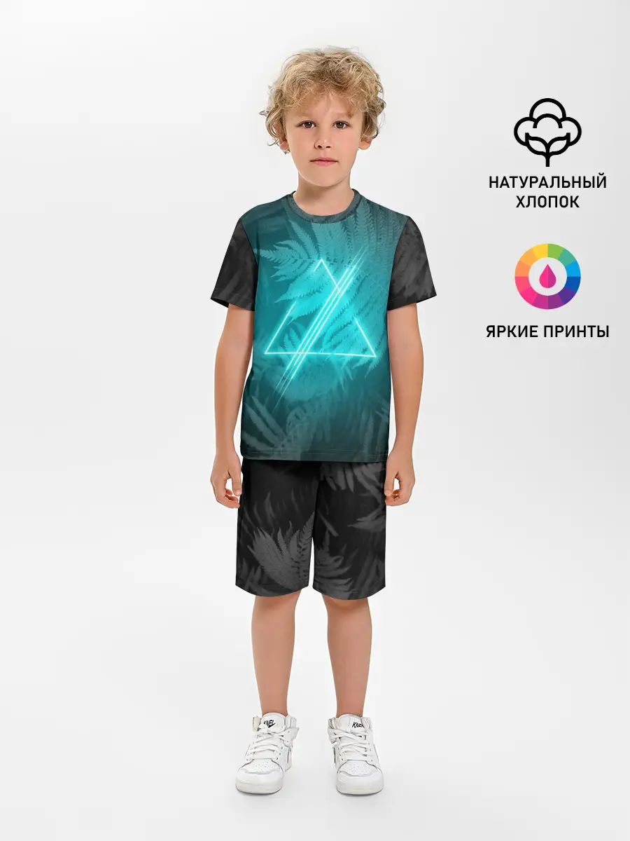 Детская пижама с шортами / Neon light blue
