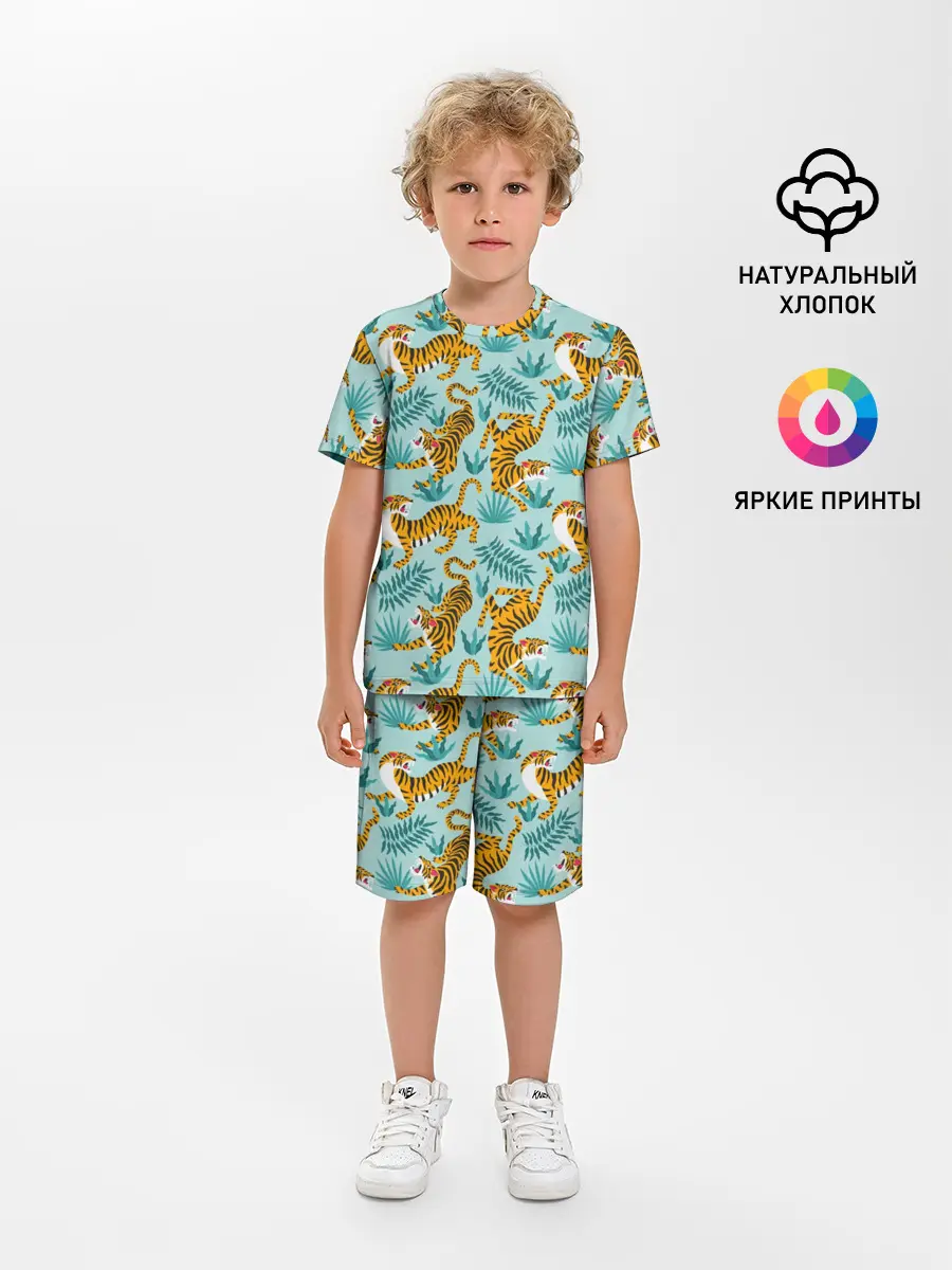 Детская пижама с шортами / Рычащие Тигры Паттерн
