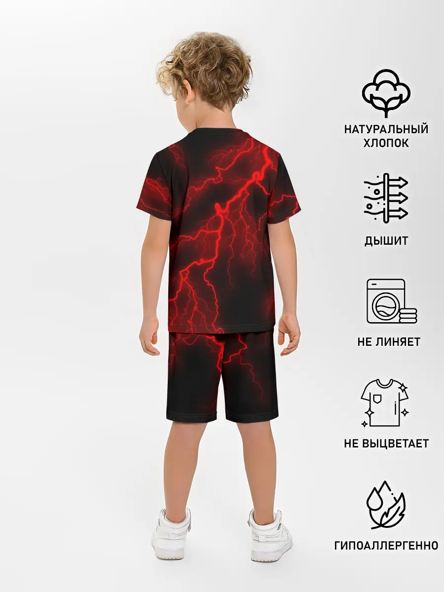 Детская пижама с шортами / МОЛНИЯ RED NEON