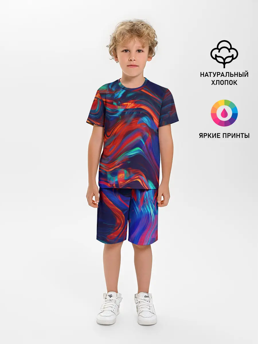 Детская пижама с шортами / Абстракция краски