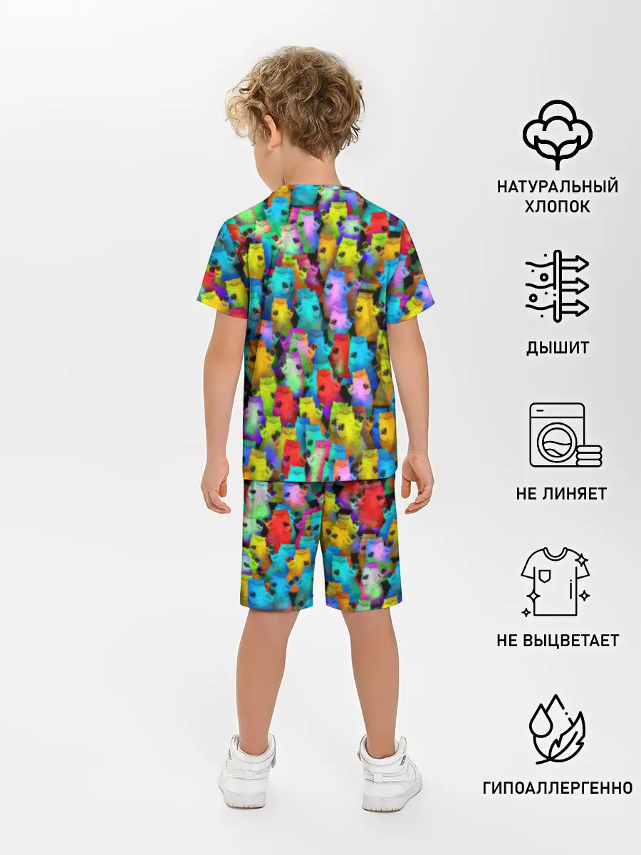 Детская пижама с шортами / Котики на дискотеке