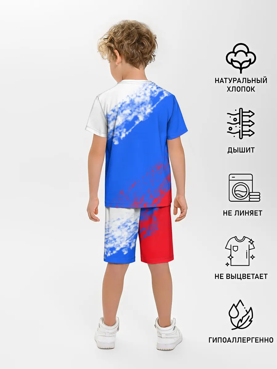 Детская пижама с шортами / Флаг РФ триколор