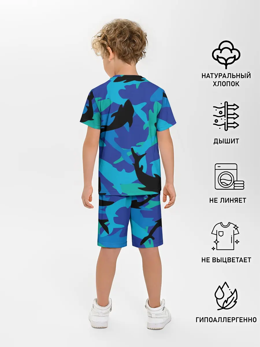 Детская пижама с шортами / Акулы паттерн