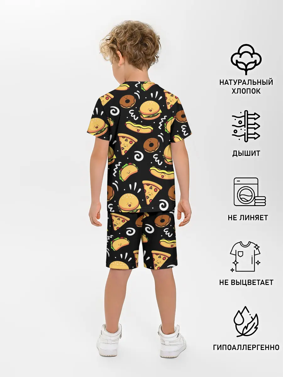 Детская пижама с шортами / Фастфуд