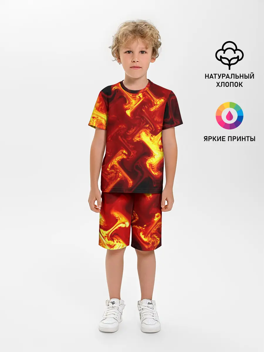 Детская пижама с шортами / Огненная лава