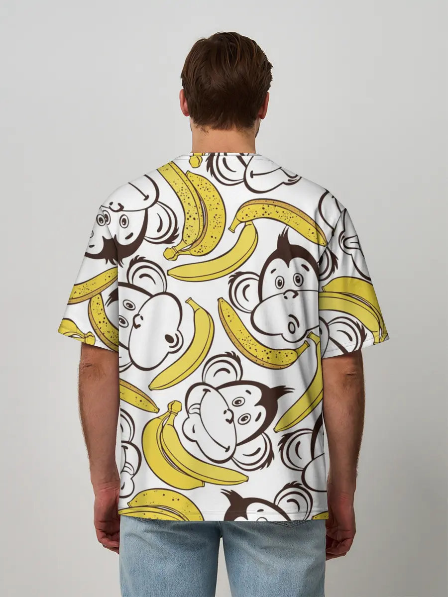 Мужская футболка оверсайз / Обезьянки и бананы