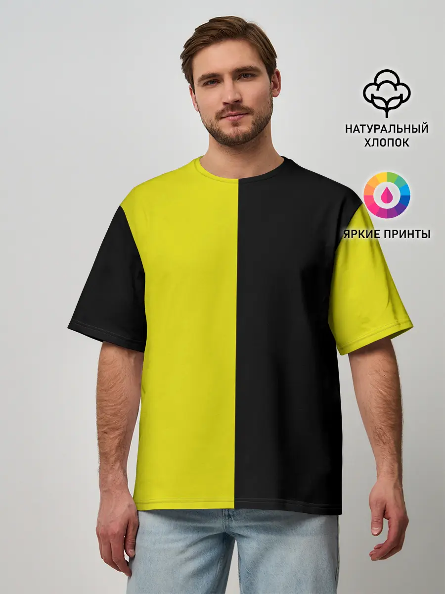 Мужская футболка оверсайз / BLACK YELLOW | ЧЕРНО ЖЕЛТЫЙ