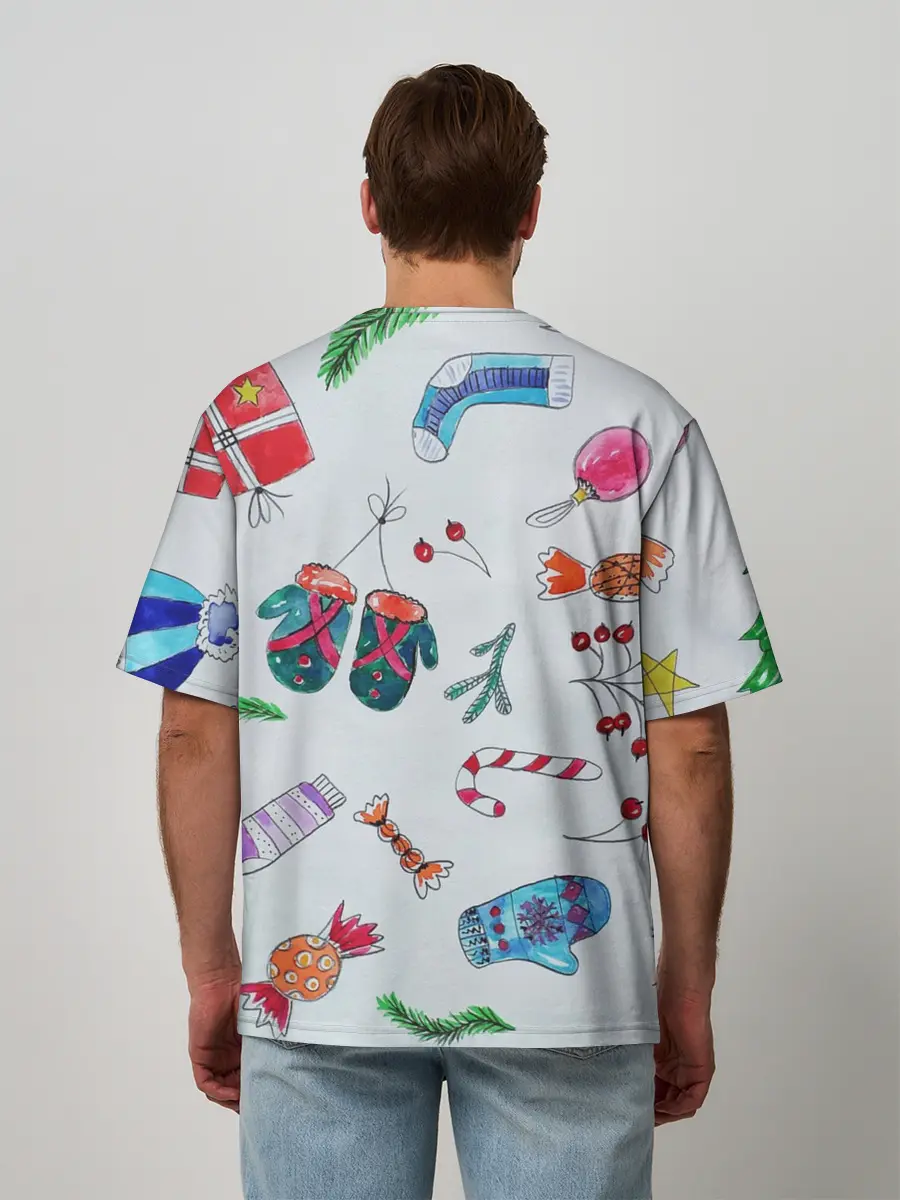 Мужская футболка оверсайз / шарики фонарики