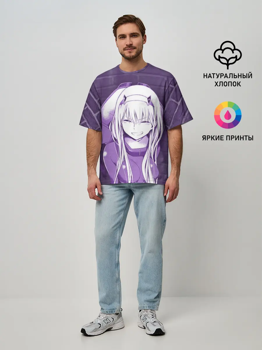 Мужская футболка оверсайз / Zero Two brickwall