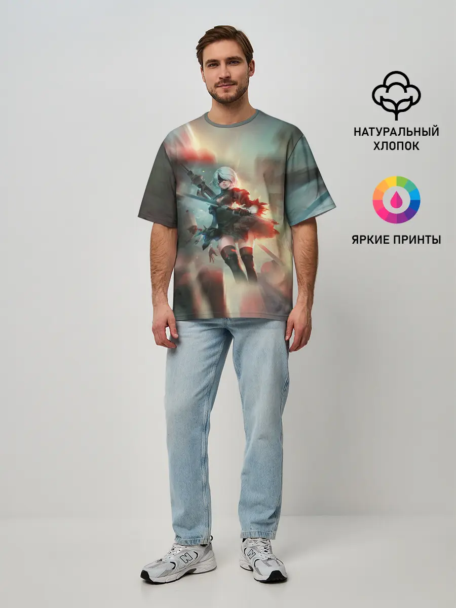 Мужская футболка оверсайз / 2B | Nier Automata