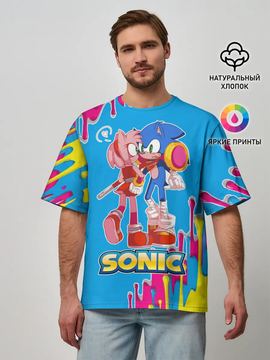 Мужская футболка оверсайз / Sonic