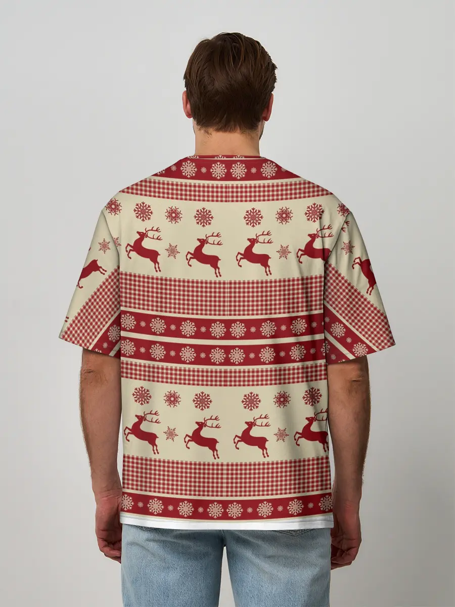 Мужская футболка оверсайз / Новогодние Олени!