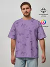 Мужская футболка оверсайз / Листья на фиолетовом фоне