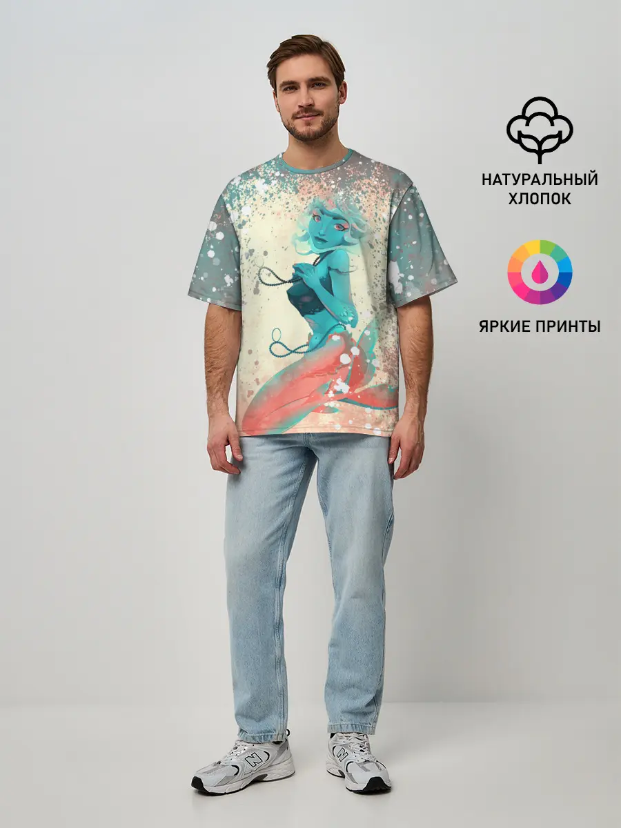 Мужская футболка оверсайз / Русалочка | Mermaid