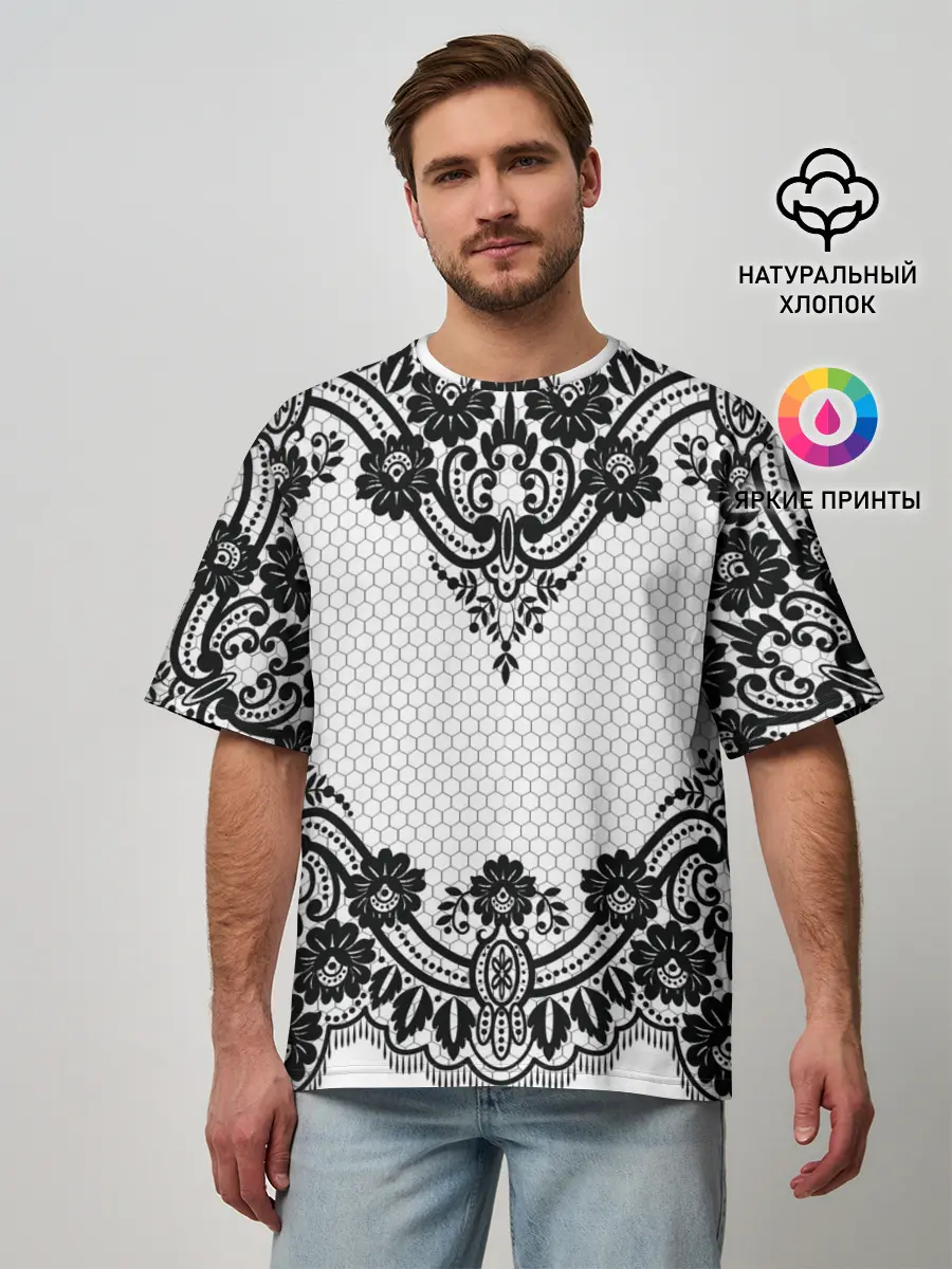 Мужская футболка оверсайз / КРУЖЕВА | WEAVING