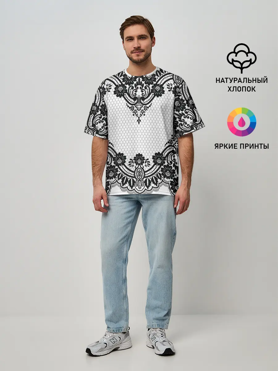 Мужская футболка оверсайз / КРУЖЕВА | WEAVING