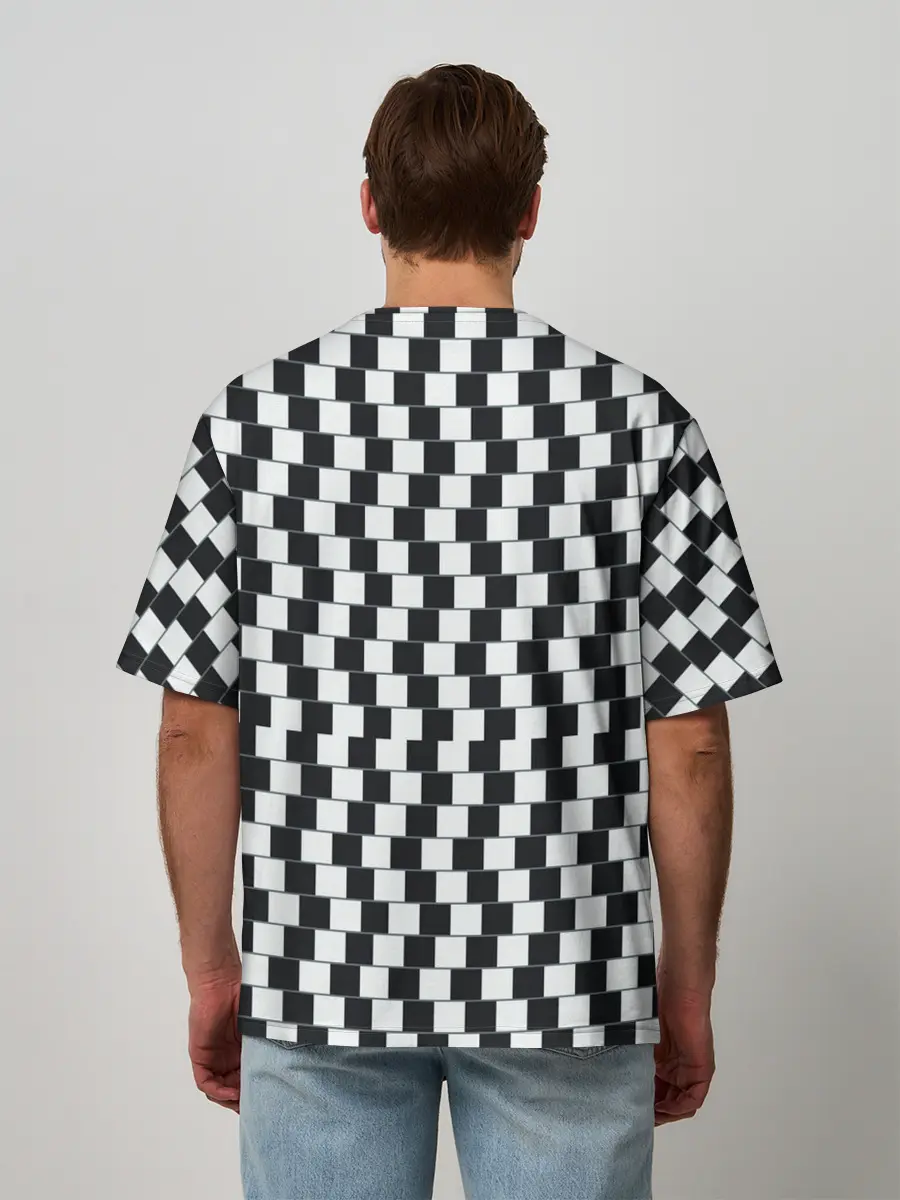 Мужская футболка оверсайз / Шахматная Иллюзия Искажения