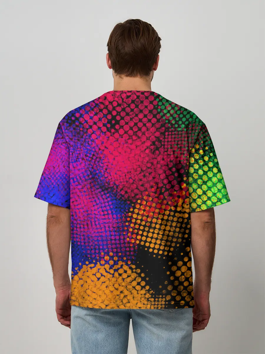 Мужская футболка оверсайз / Цветные Разводы