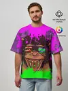 Мужская футболка оверсайз / 3D Neon Monkey