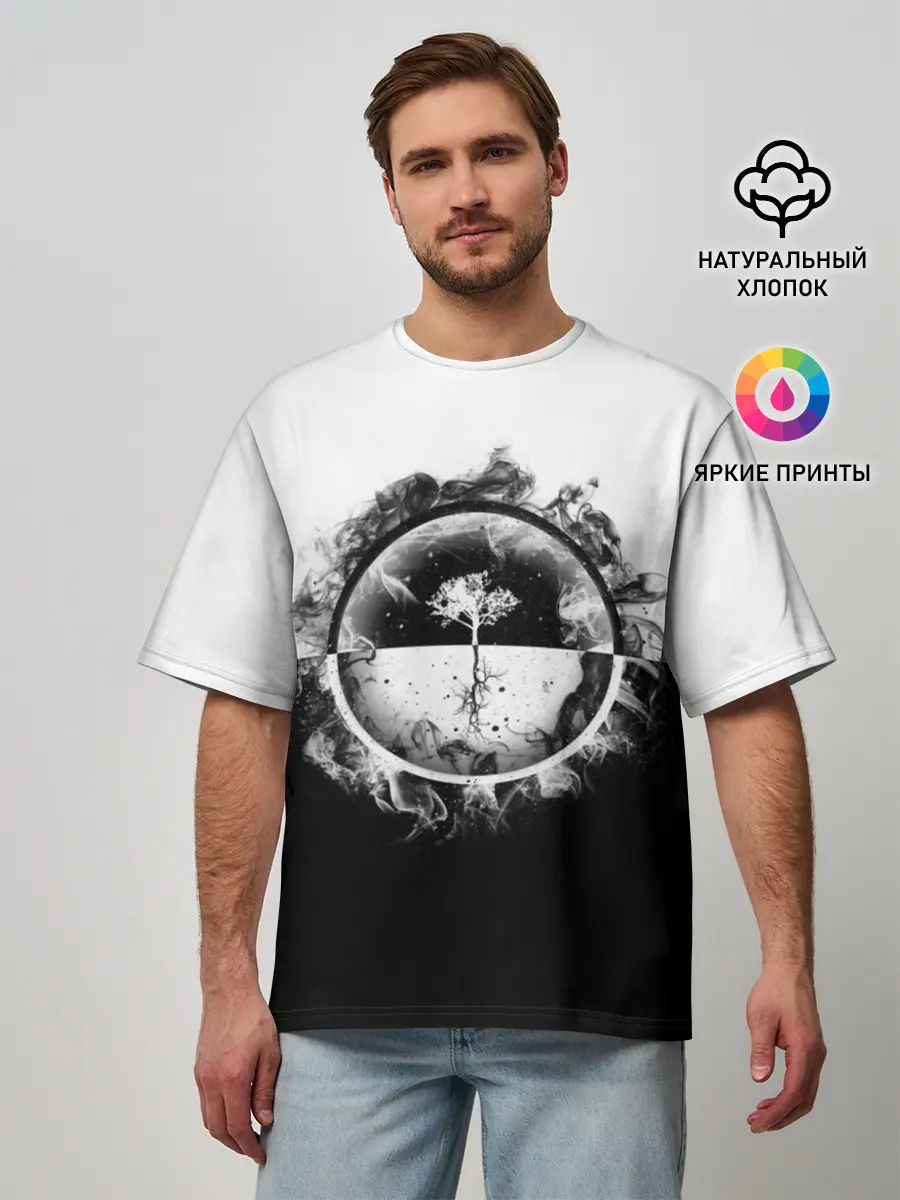 Мужская футболка оверсайз / Black and White