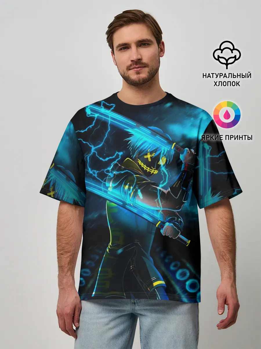 Мужская футболка оверсайз / NEON SAMURAI