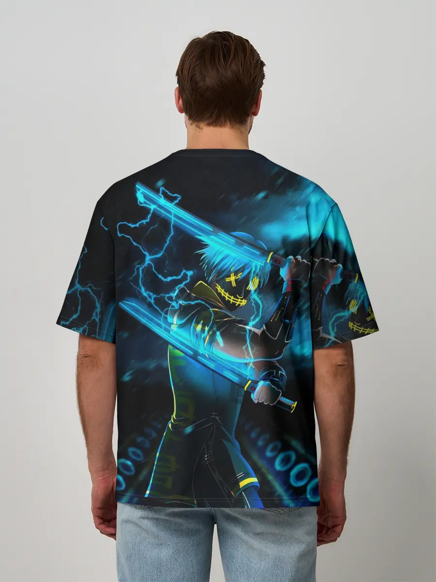 Мужская футболка оверсайз / NEON SAMURAI