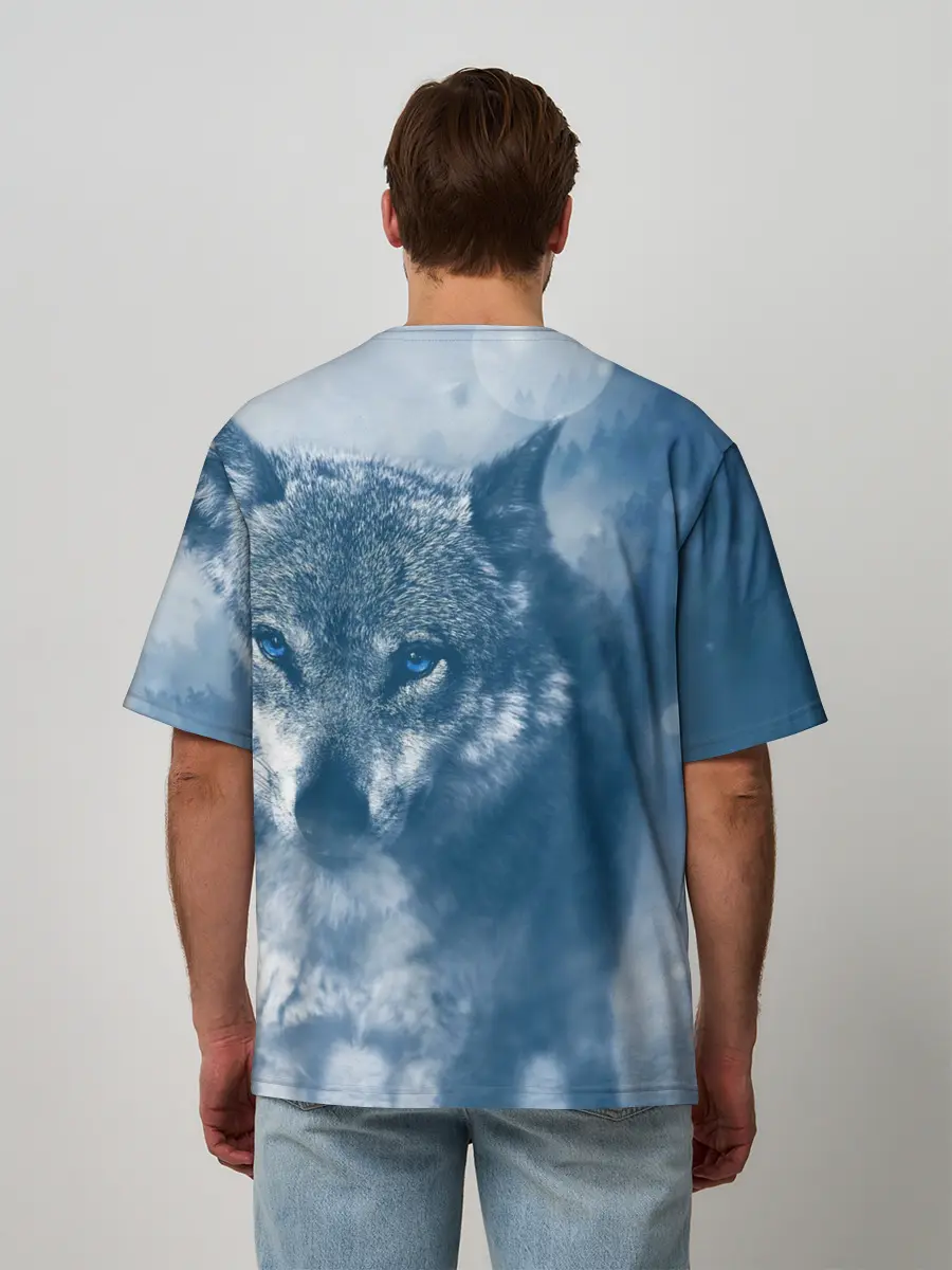 Мужская футболка оверсайз / Красивый волк