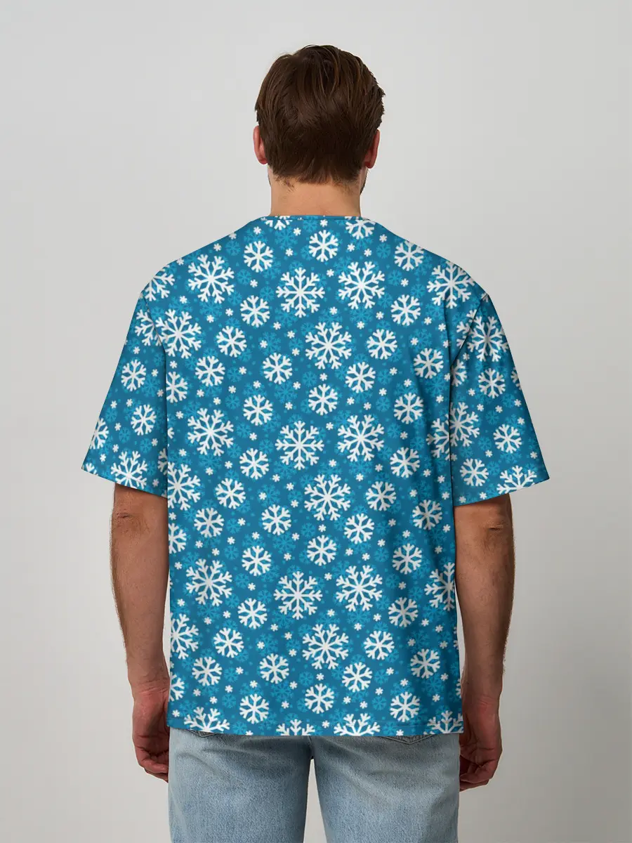 Мужская футболка оверсайз / Снежинки