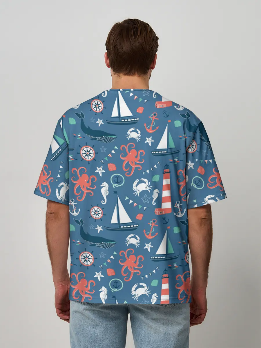 Мужская футболка оверсайз / Морские жители