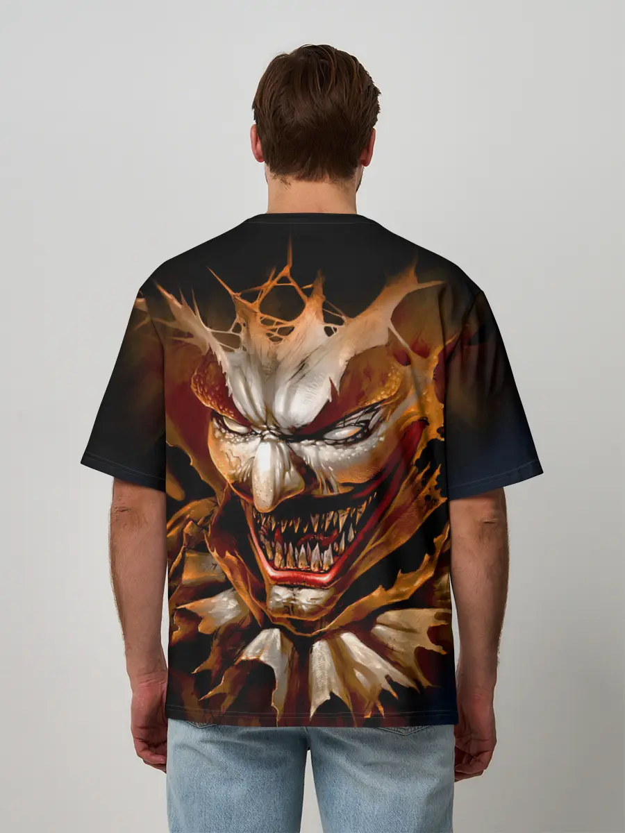 Мужская футболка оверсайз / Улыбка смерти в Хэллоуин